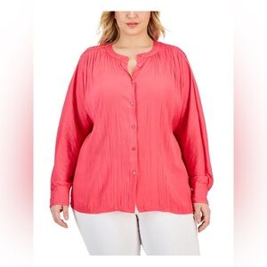 Calvin Klein Womens Plus Work Wear Shirred Blouse Size 2X NEW